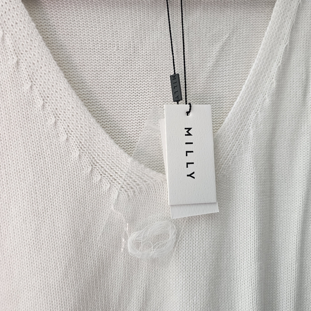 Revolve Milly Cotton-Blend Tunic with Ribbed Neckline and Hem Turtleneck - Picture 4 of 10